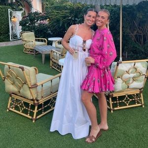 Staud Landry Shoulder-Tie Smocked Maxi Dress